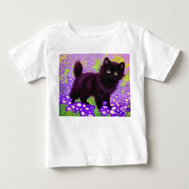 Camiseta De Bebé Gustav Klimt Black Kitten (Anverso)