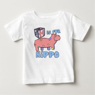Camiseta De Bebé H está para la camiseta del bebé del hipopótamo