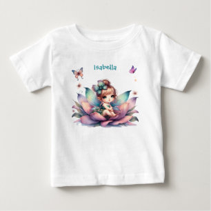 Camiseta De Bebé Hada bonita sentada dentro de una flor