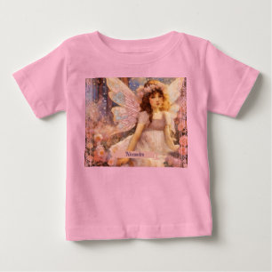 Camiseta De Bebé Hada Caprichosa en un Soñador Jardín Floral Rosa