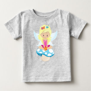 Camiseta De Bebé Hada Cuta, Hada Mágica, Pelo Blonde, champiñón