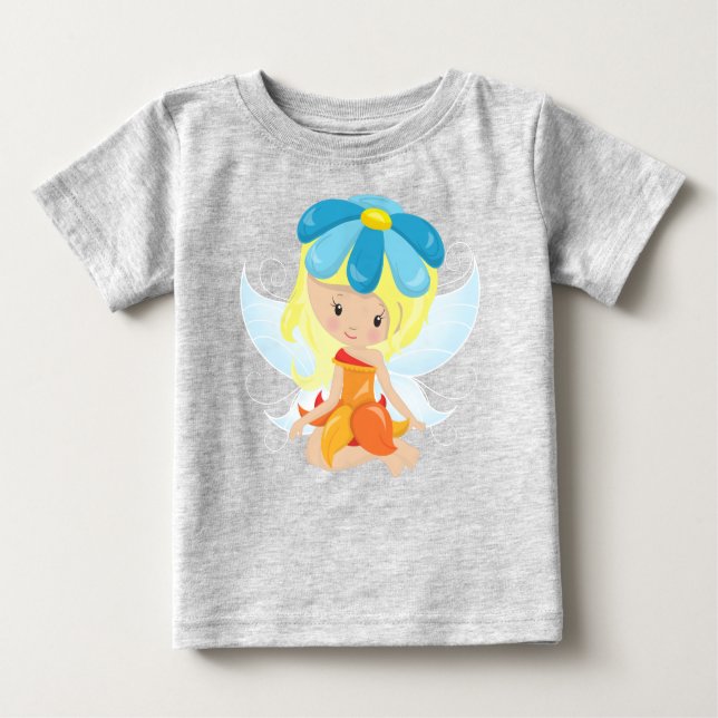 Camiseta De Bebé Hada Cuta, Hada Mágica, Pelo Blonde, Flores (Anverso)