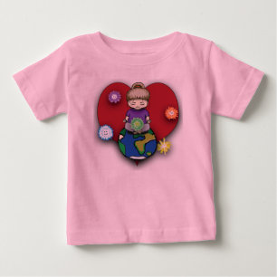 Camiseta De Bebé Hada de Sara Meditating en el globo con Elementals