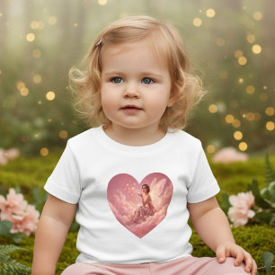 Camiseta De Bebé Hada del Día de San Valentín en Nubes Rosadas Arte
