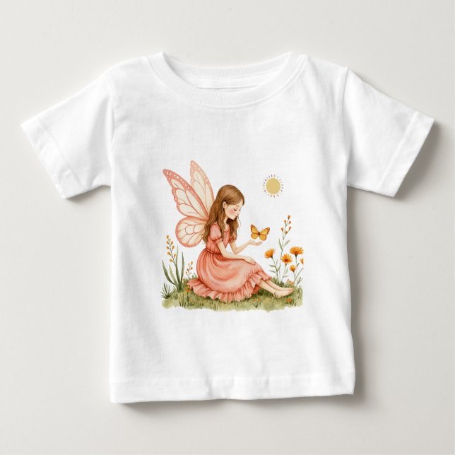 Camiseta De Bebé Hadas encantadas con flores y mariposas (Anverso)