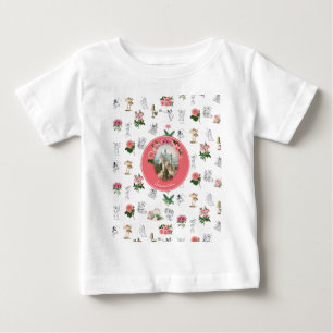 Camiseta De Bebé Hadas Floral Rosa Hongo Castillo de Hadas Monogram