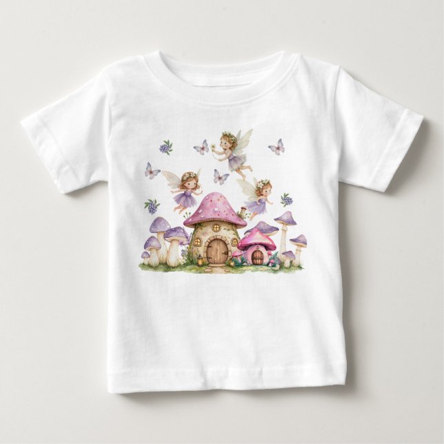 Camiseta De Bebé Hadas Mágicas Hongos Rosados (Anverso)