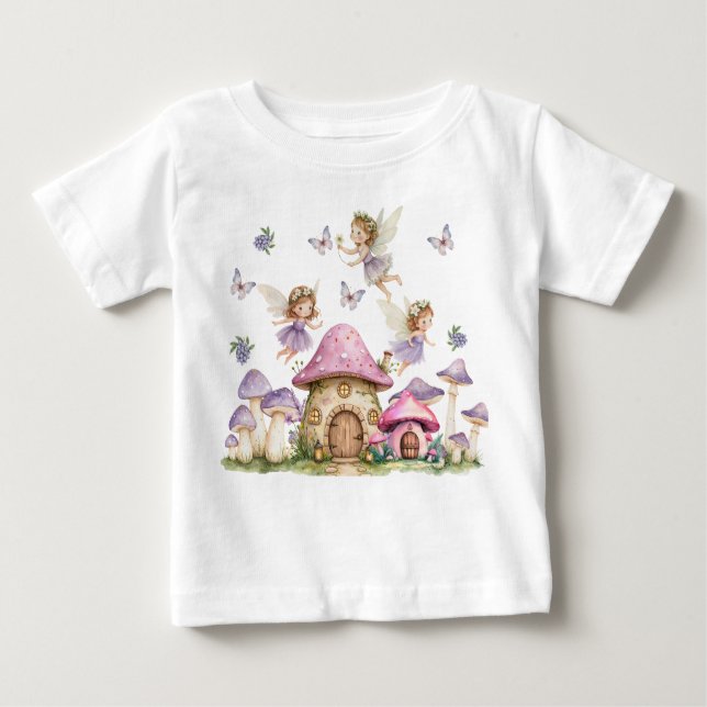 Camiseta De Bebé Hadas Mágicas Hongos Rosas (Anverso)
