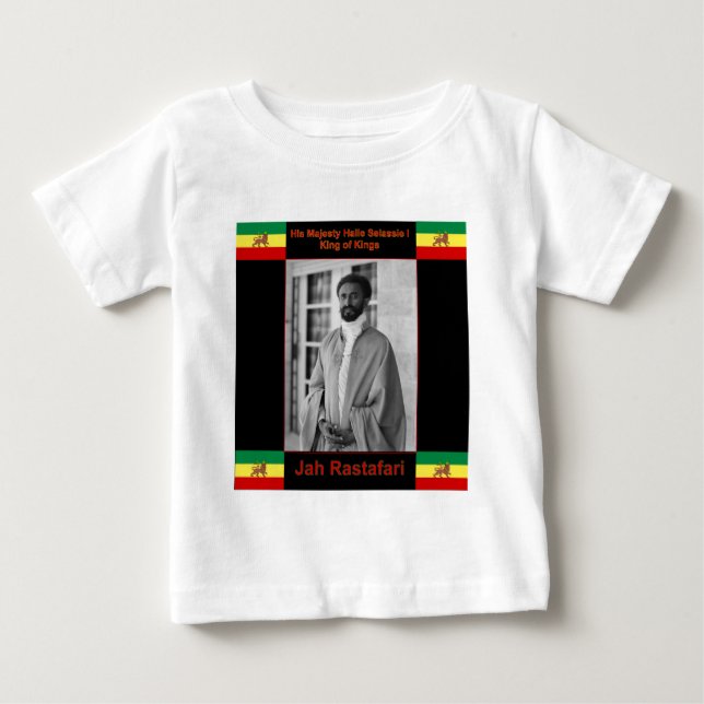 Camiseta De Bebé Haile Selassie el león de Judah, Jah Rastafari (Anverso)