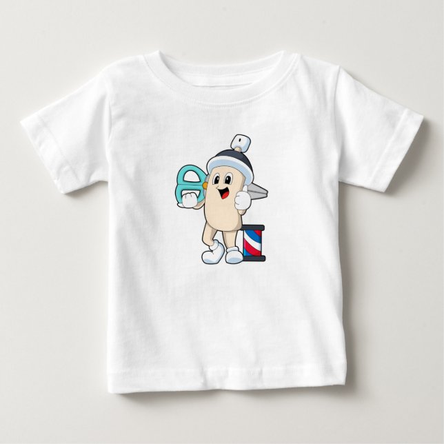 Camiseta De Bebé Hairspray como peluquero con tijeras (Anverso)