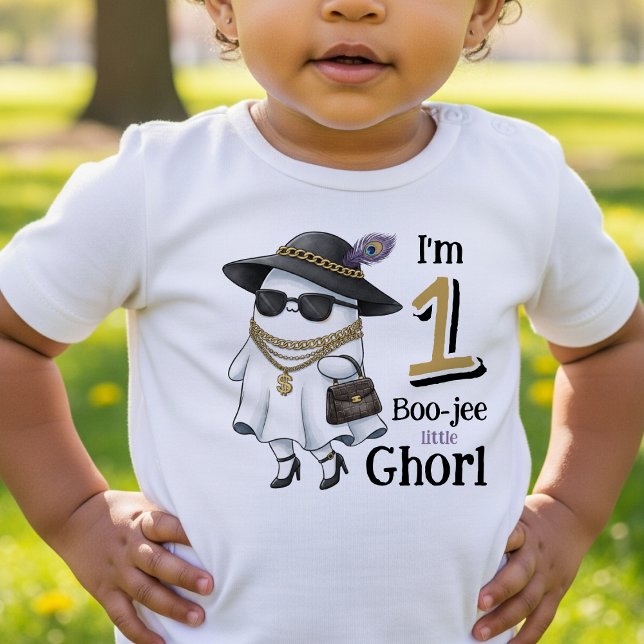 Camiseta De Bebé Halloween 1er cumpleaños Divertido un fantasma Bou (Halloween 1st Birthday Funny One Boujee Ghost Toddler T-shirt
)