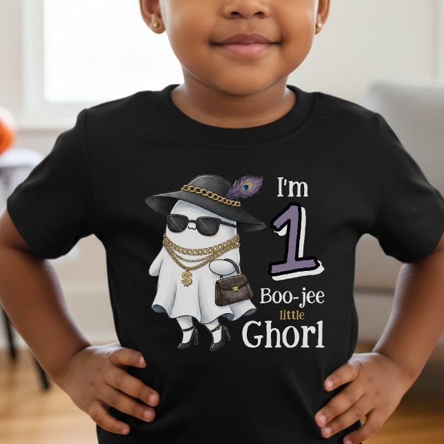 Camiseta De Bebé Halloween 1er cumpleaños Divertido un fantasma Bou (Halloween 1st Birthday Funny One Boujee Ghost Toddler T-shirt
)