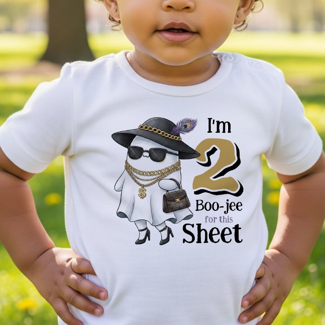 Camiseta De Bebé Halloween 2º cumpleaños Gracioso fantasma Two Bouj (Halloween 2nd Birthday Funny Ghost Two Boujee Toddler T-shirt
)