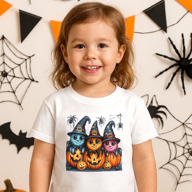 Camiseta De Bebé Halloween Arañas y Calabazas de IA para Niños - (Subido por el creador)