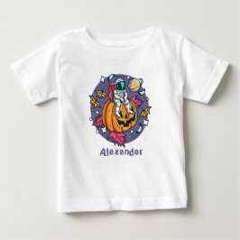 Camiseta De Bebé Halloween, astronauta de calabaza personalizada