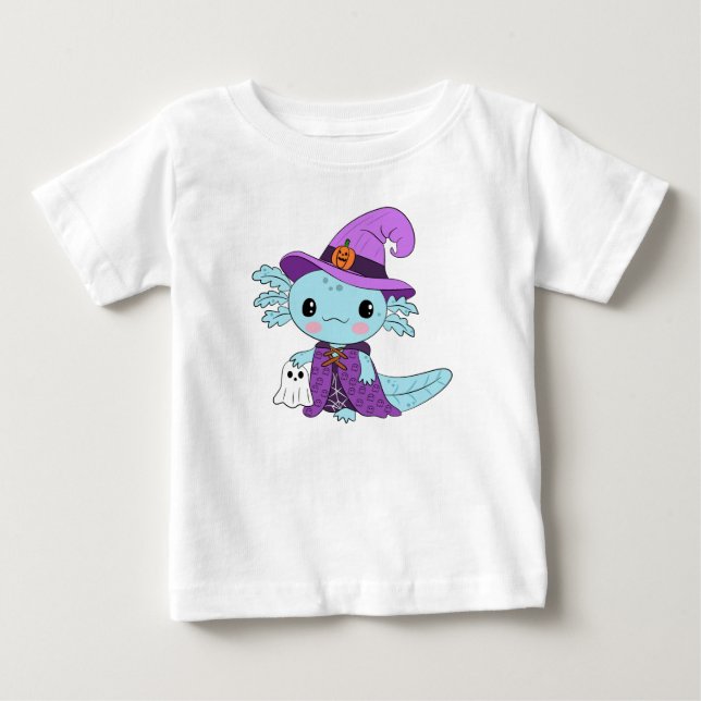 Camiseta De Bebé Halloween azul axolotal (Anverso)