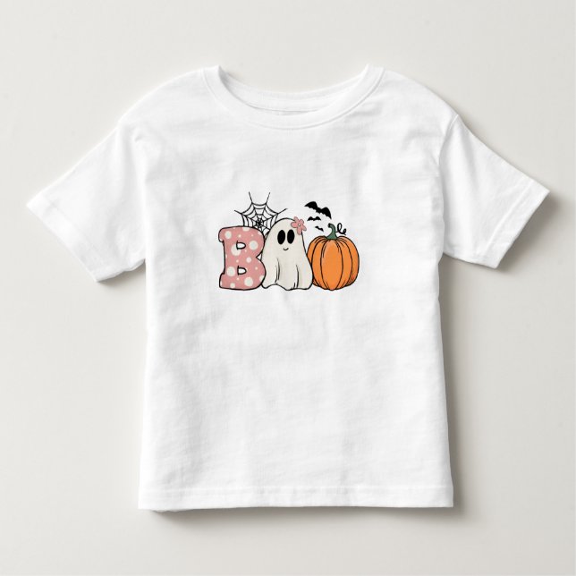Camiseta De Bebé Halloween Boo Ghost Pumpkin Bats Cobweb (Anverso)
