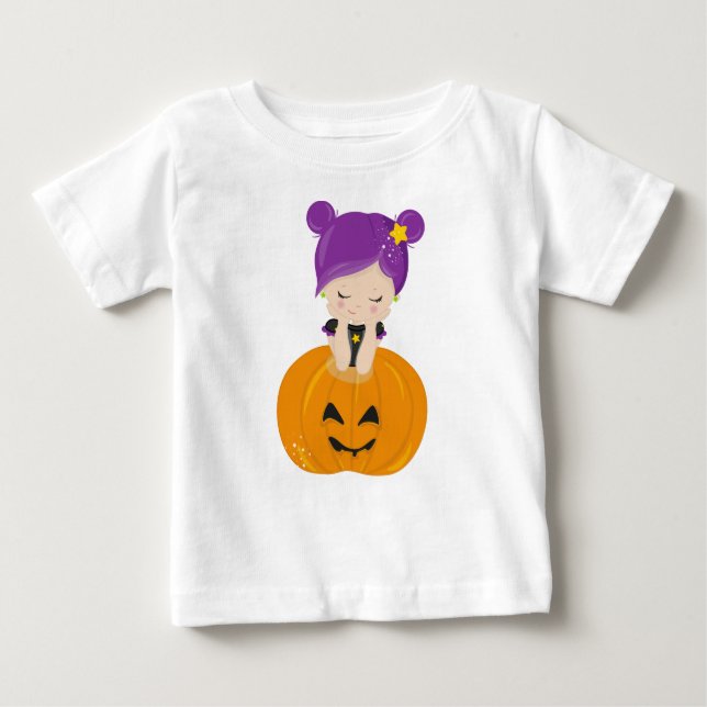 Camiseta De Bebé Halloween, Bruja, Calabaza, Boo, Truco O Tratamien (Anverso)