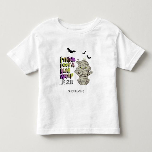 Camiseta De Bebé Halloween Bum Wrap Mummy Baby Green ID683 (Anverso)