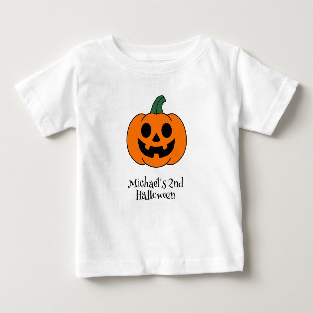 Camiseta De Bebé Halloween Calabaza Niño Personalizado (Anverso)