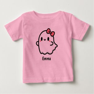 Camiseta De Bebé Halloween con nombre personalizado de fantasma de
