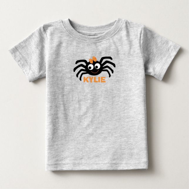 Camiseta De Bebé Halloween de araña cuta personalizado (Anverso)