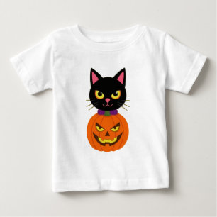 Camiseta De Bebé Halloween de Black Cat & Jack-O'-Lantern espeluzna