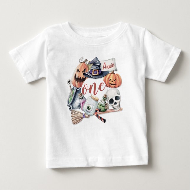 Camiseta De Bebé Halloween de cumpleaños personalizado | Body (Anverso)