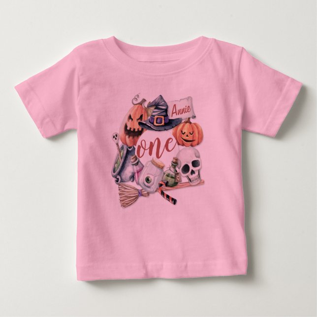 Camiseta De Bebé Halloween de cumpleaños personalizado | Bodysuit (Anverso)