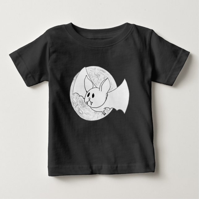 Camiseta De Bebé Halloween de Cute Bat and Moon (Anverso)