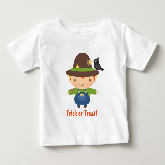 Camiseta De Bebé Halloween de niño pequeño y espantapájaros (Anverso)