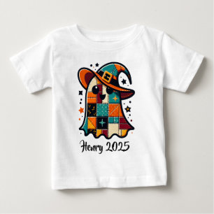 Camiseta De Bebé Halloween del fantasma personalizado del patchwork