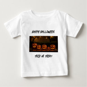 Camiseta De Bebé Halloween feliz, calabazas esculpidas