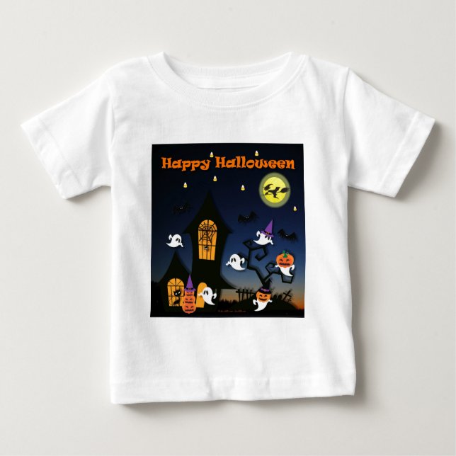 Camiseta De Bebé Halloween feliz casa embrujada (Anverso)