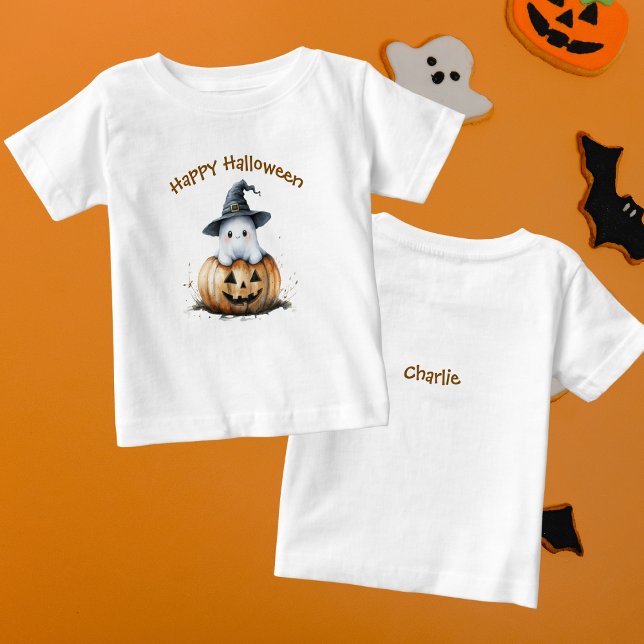 Camiseta De Bebé Halloween Gorra de la Bruja Fantasma Amigable (Subido por el creador)