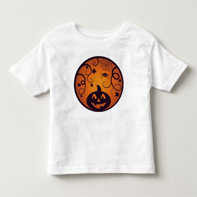 Camiseta De Bebé Halloween Jack o linterna cara de calabaza y araña (Anverso)