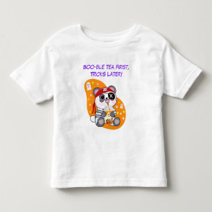 Camiseta De Bebé Halloween Kawaii Pirate Panda Beber té Boba