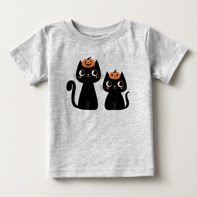 Camiseta De Bebé Halloween/otoño/otoño/otoño/calabaza/gato (Anverso)