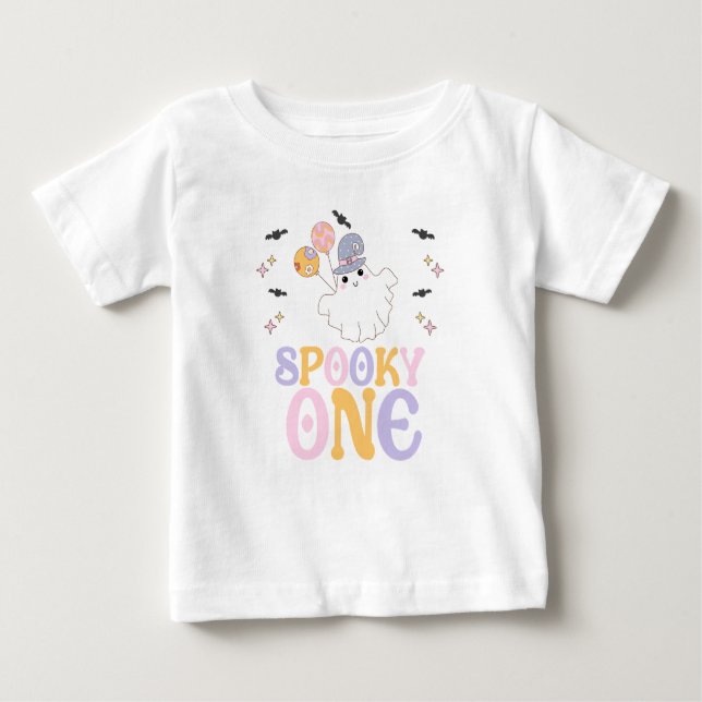Camiseta De Bebé Halloween Purple Spooky One Halloween 1er cumpleañ (Anverso)
