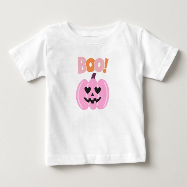 Camiseta De Bebé Halloween rosa (Anverso)