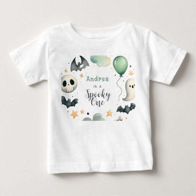 Camiseta De Bebé Halloween Spooky primero uno (Anverso)