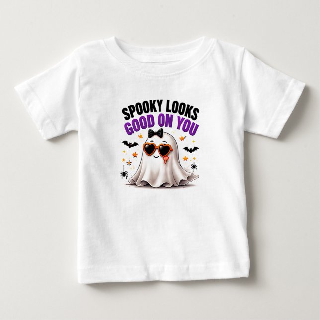 Camiseta De Bebé Halloween Tenebroso Te Queda Bien Funny Ghost (Anverso)