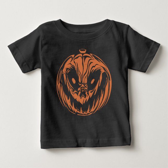 Camiseta De Bebé halloween-themed scary pumpkin design (Anverso)