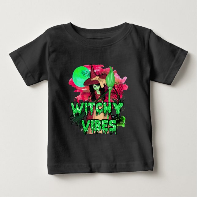 Camiseta De Bebé Halloween Witchen Vibes (Anverso)