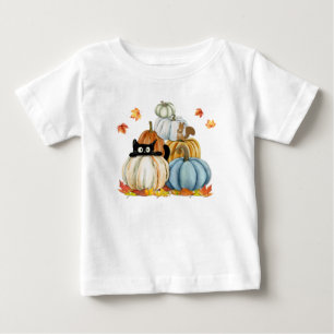Camiseta De Bebé Halloween y Día de Acción de Gracias para gatos y