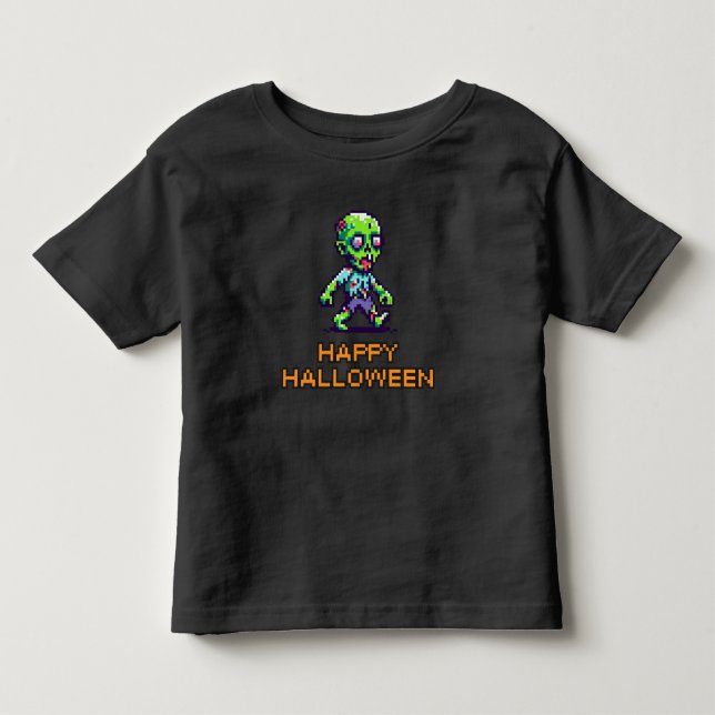 Camiseta De Bebé Halloween zombie divertido de 8 bits (Anverso)