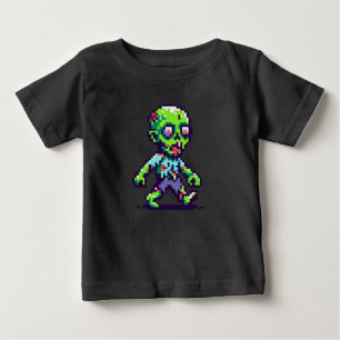 Camiseta De Bebé Halloween zombie divertido de 8 bits