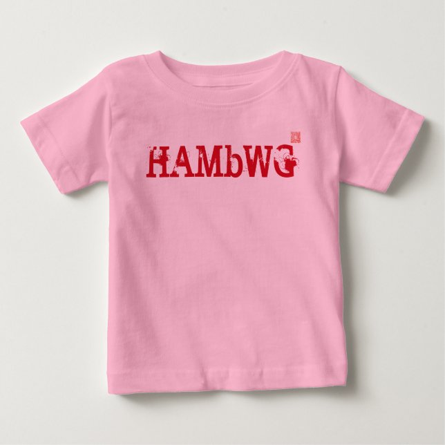 Camiseta De Bebé HAMbWG - Hoodie de tracción rosa con rojo (Anverso)