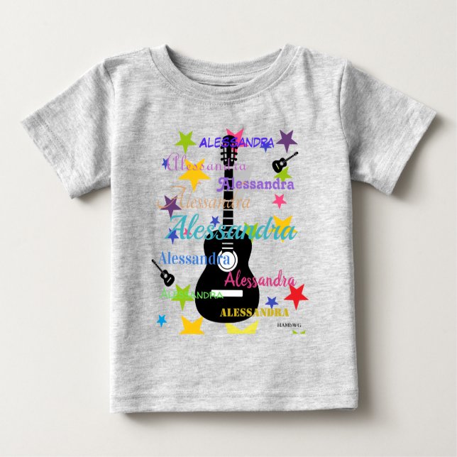 Camiseta De Bebé HAMbyWG - Diseño de guitarra con estrellas (Anverso)