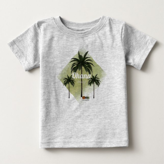 Camiseta De Bebé HAMbyWG Hawaiin Tema Palmeras con Ohana (Anverso)